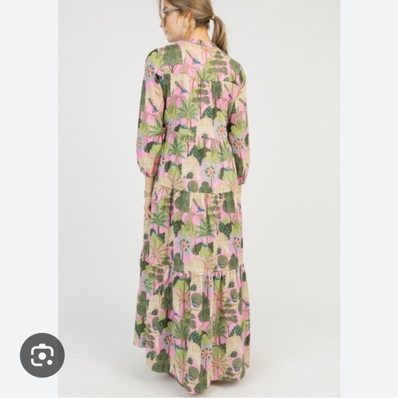 The Boho Maxi Dress Vibrant Peacock Blue Door Boutique Pink Gorgeous Button S - Picture 3 of 10